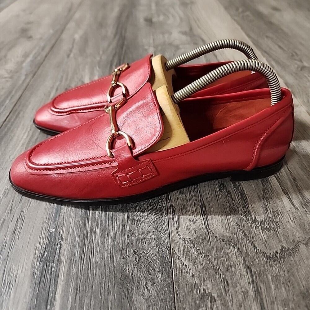 Zara Red Leather Loafers with Gold Hardware Women's Size 39 - Picture 3 of 7